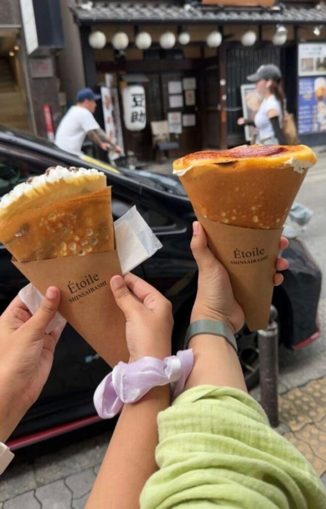two dessert help up in brown wrappers from etoile shinsaibashi osaka 